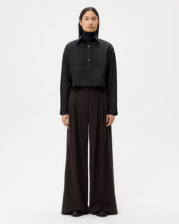 TWP Black Soon To Be Ex Shirt With Bib in Super Compact Poplin view 6