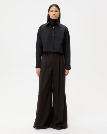 TWP Black Soon To Be Ex Shirt With Bib in Super Compact Poplin view 3