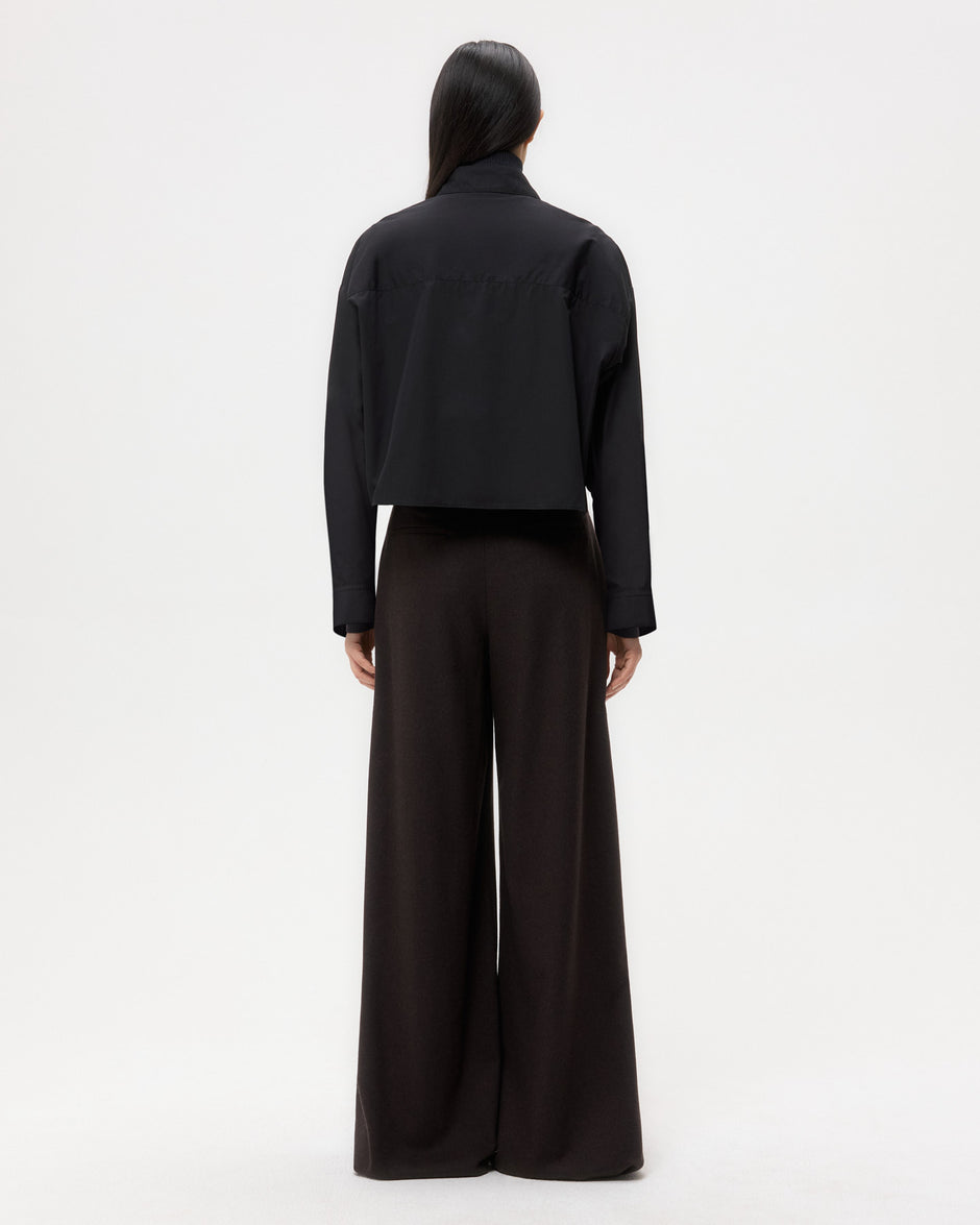 TWP Black Soon To Be Ex Shirt With Bib in Super Compact Poplin view 5