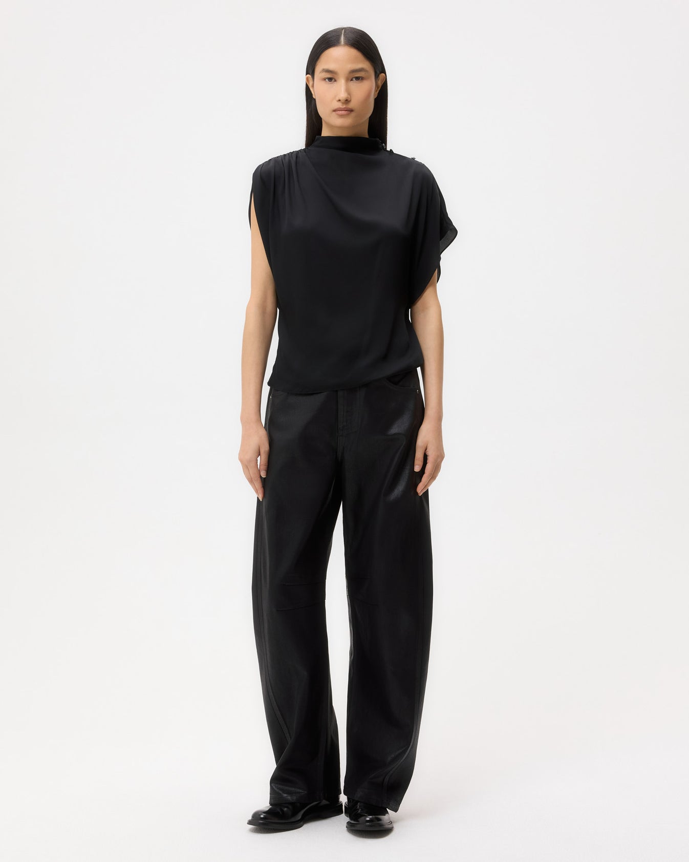 TWP Black Wish You Would Top in Silk Georgette view 3
