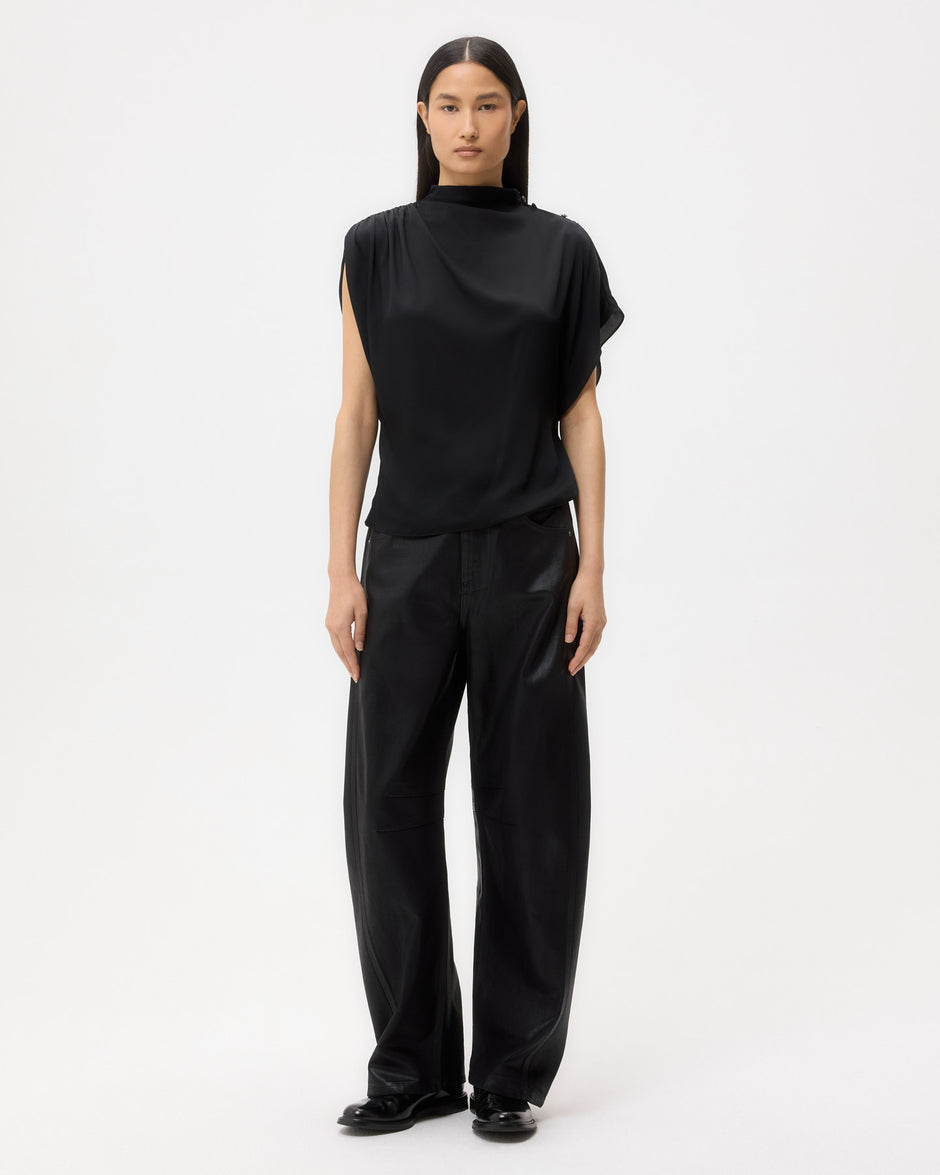 TWP Black Wish You Would Top in Silk Georgette view 3