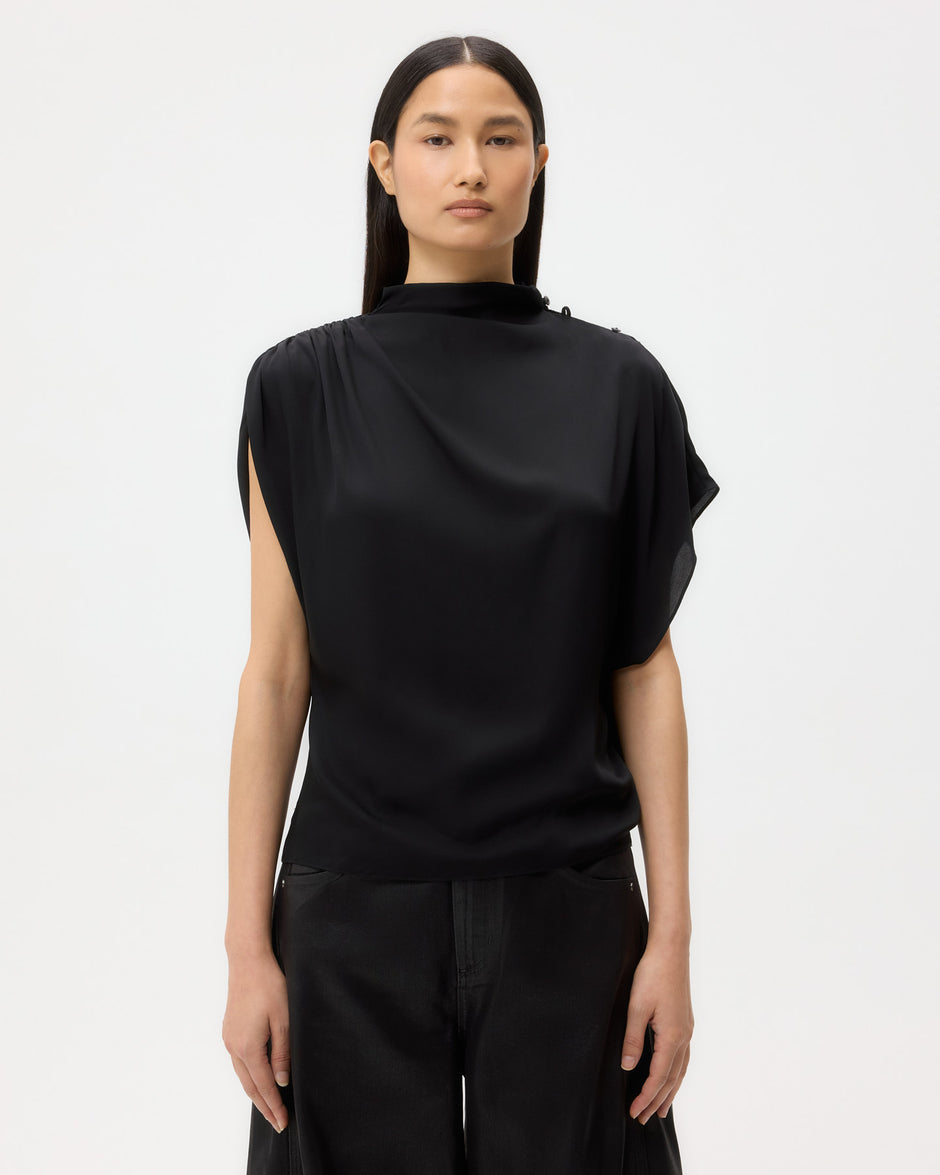 TWP Black Wish You Would Top in Silk Georgette view 1