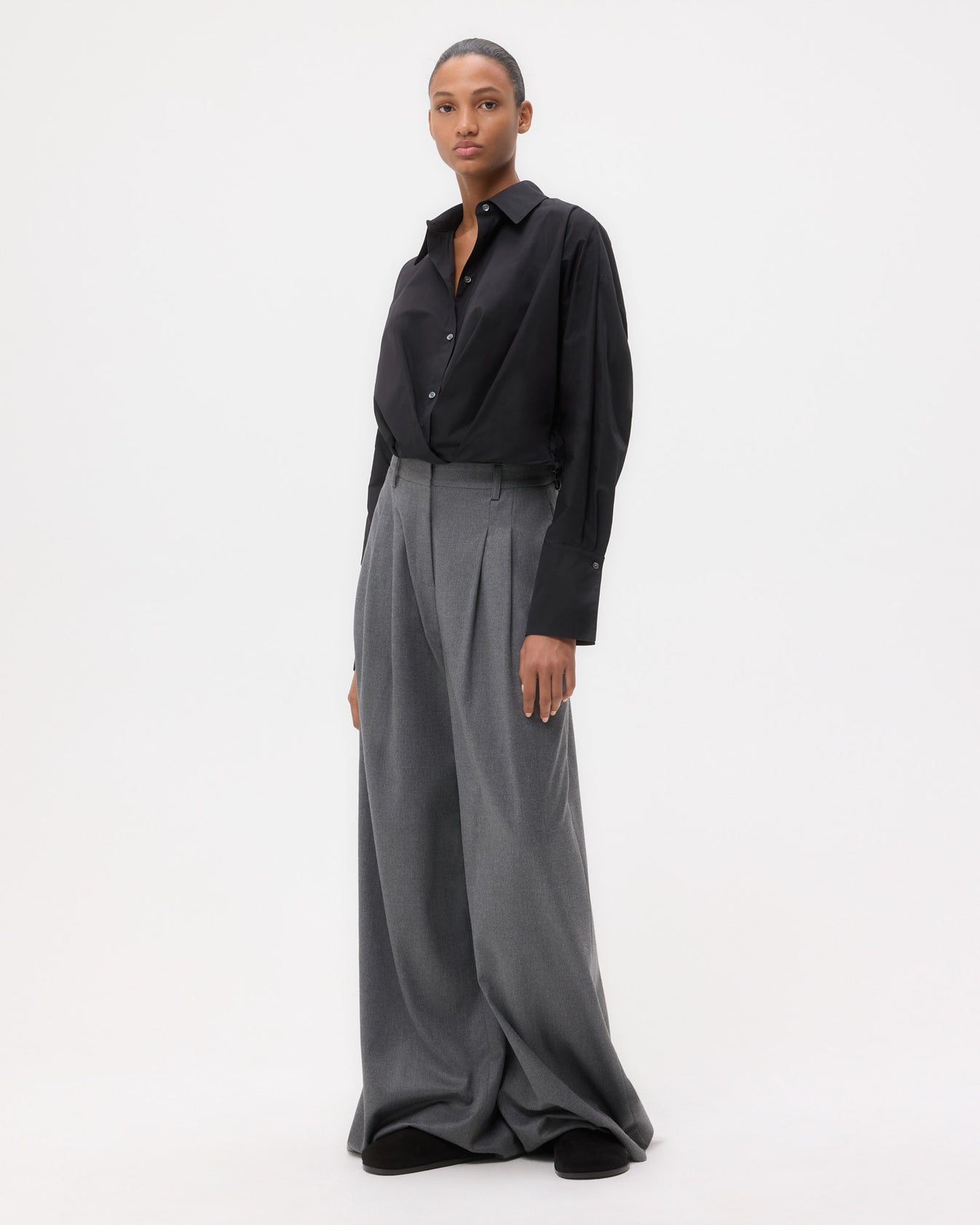 TWP Black Taken Top in Super Compact Poplin view 3
