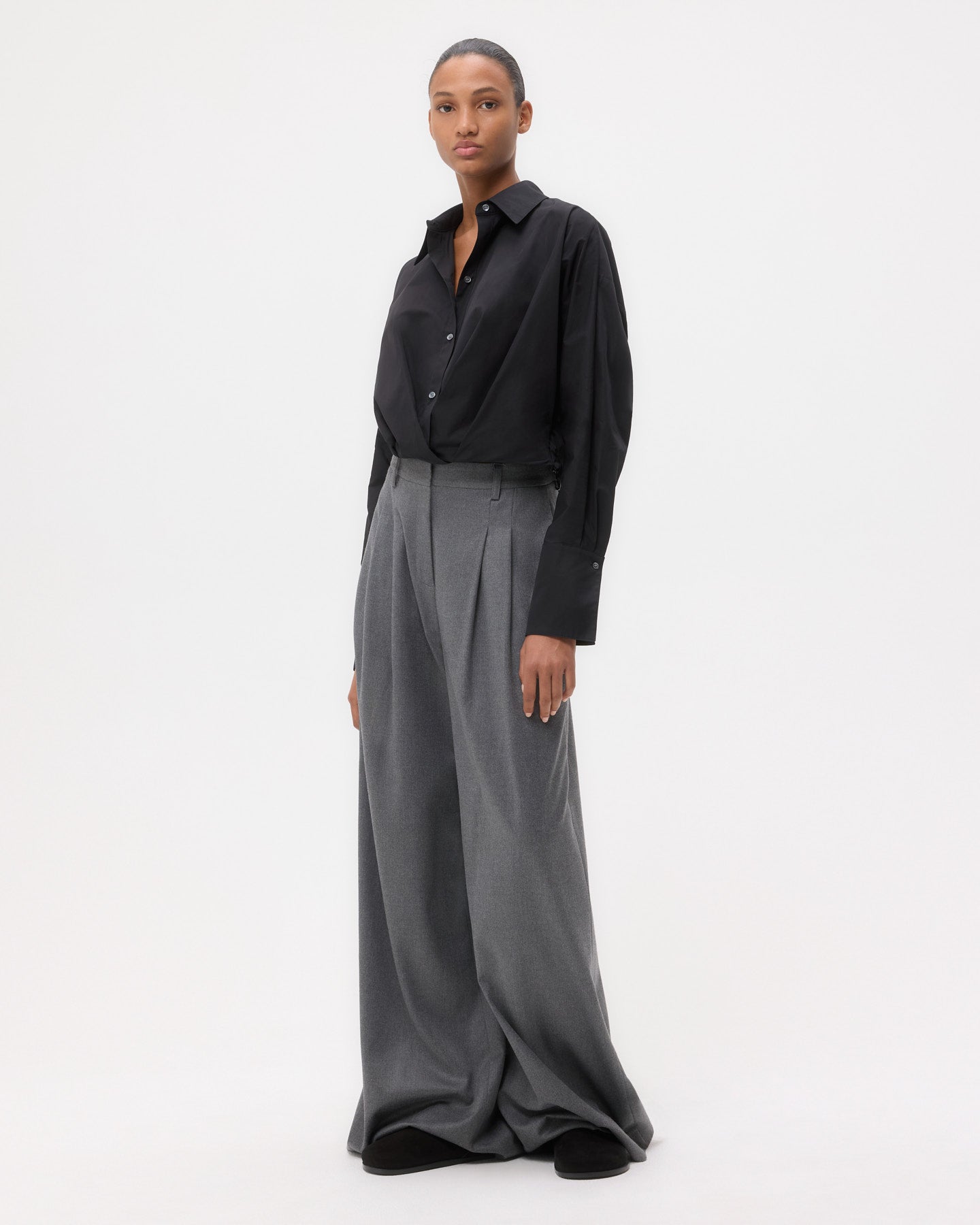 TWP Black Taken Top in Super Compact Poplin view 3