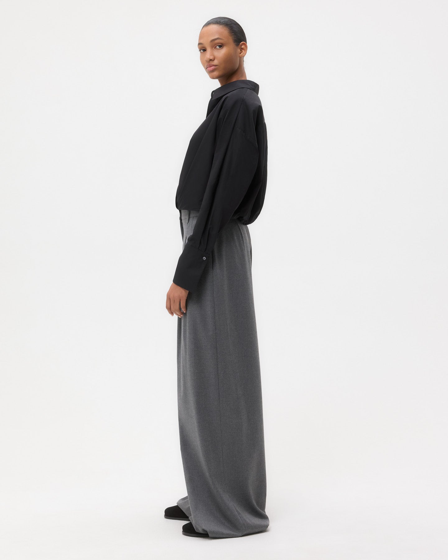 TWP Black Taken Top in Super Compact Poplin view 4