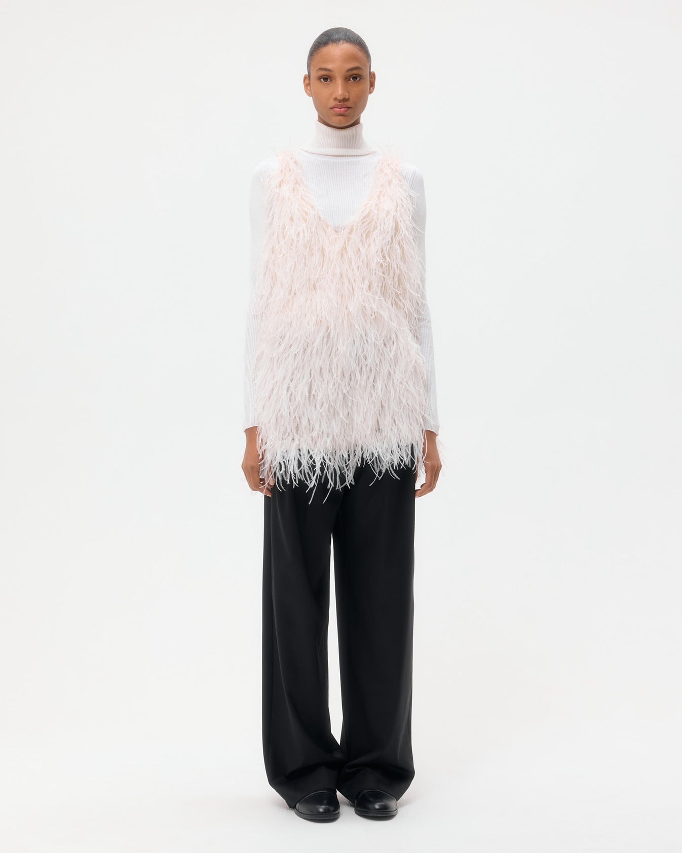TWP Ivory Mini Dress in Feathers view 6