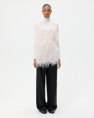 TWP Ivory Mini Dress in Feathers view 6
