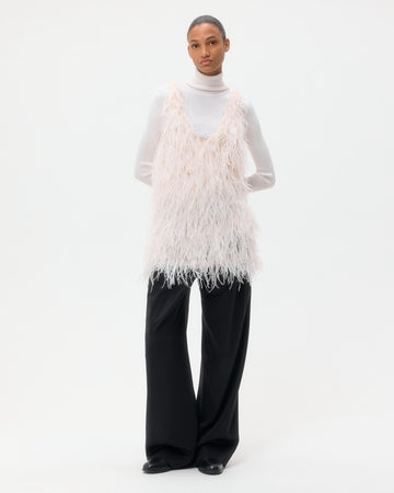 TWP Ivory Mini Dress in Feathers view 1
