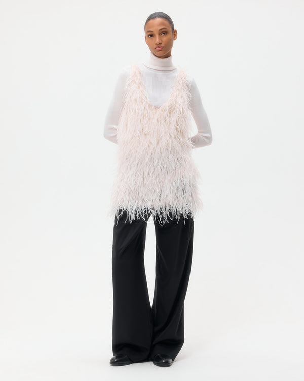 TWP Ivory Mini Dress in Feathers view 1
