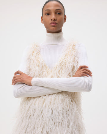 TWP Ivory Mini Dress in Feathers view 2