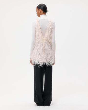 TWP Ivory Mini Dress in Feathers view 5