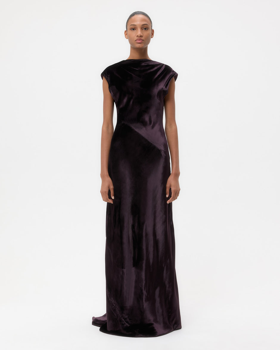 TWP Plum Back To You Dress in Stretch Light Velvet view 5