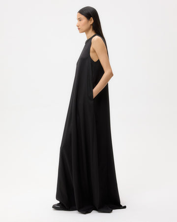 TWP Black Capitol Dress With Crystal Collar in Silk Finish Twill view 3