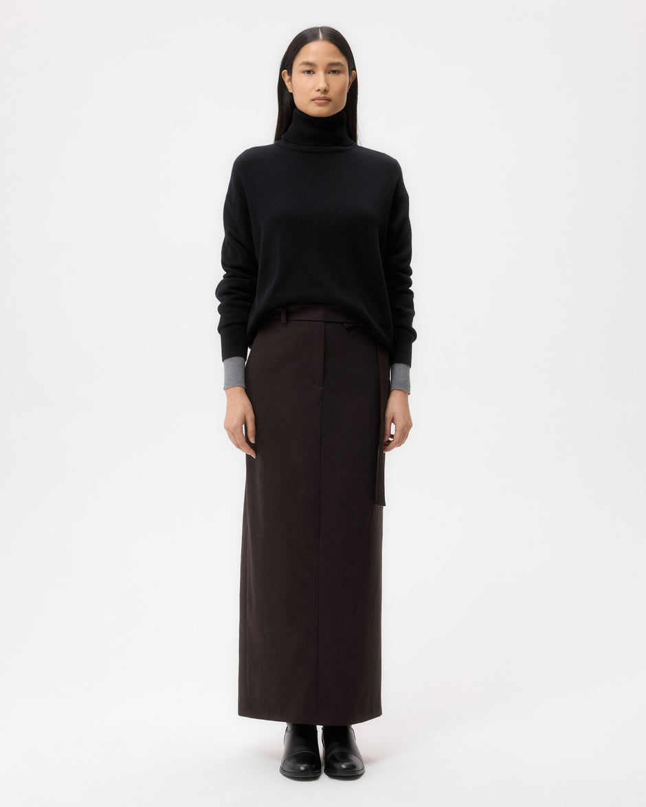 TWP Black Easy T Neck Sweater in Cashmere view 6