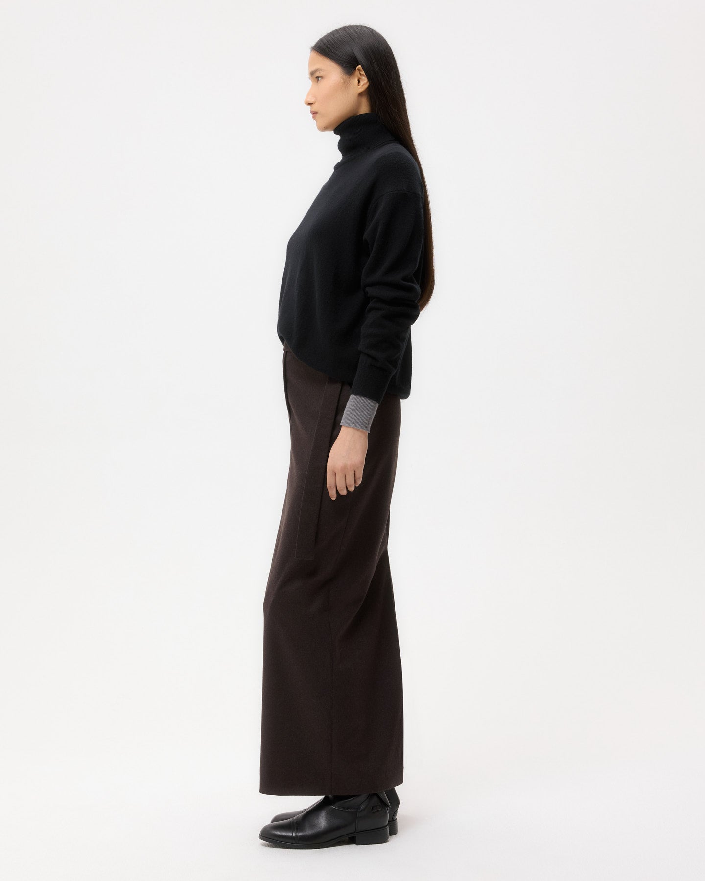 TWP Black Easy T Neck Sweater in Cashmere view 4