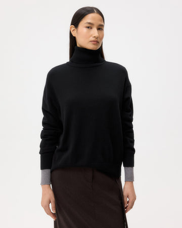 TWP Black Easy T Neck Sweater in Cashmere view 1