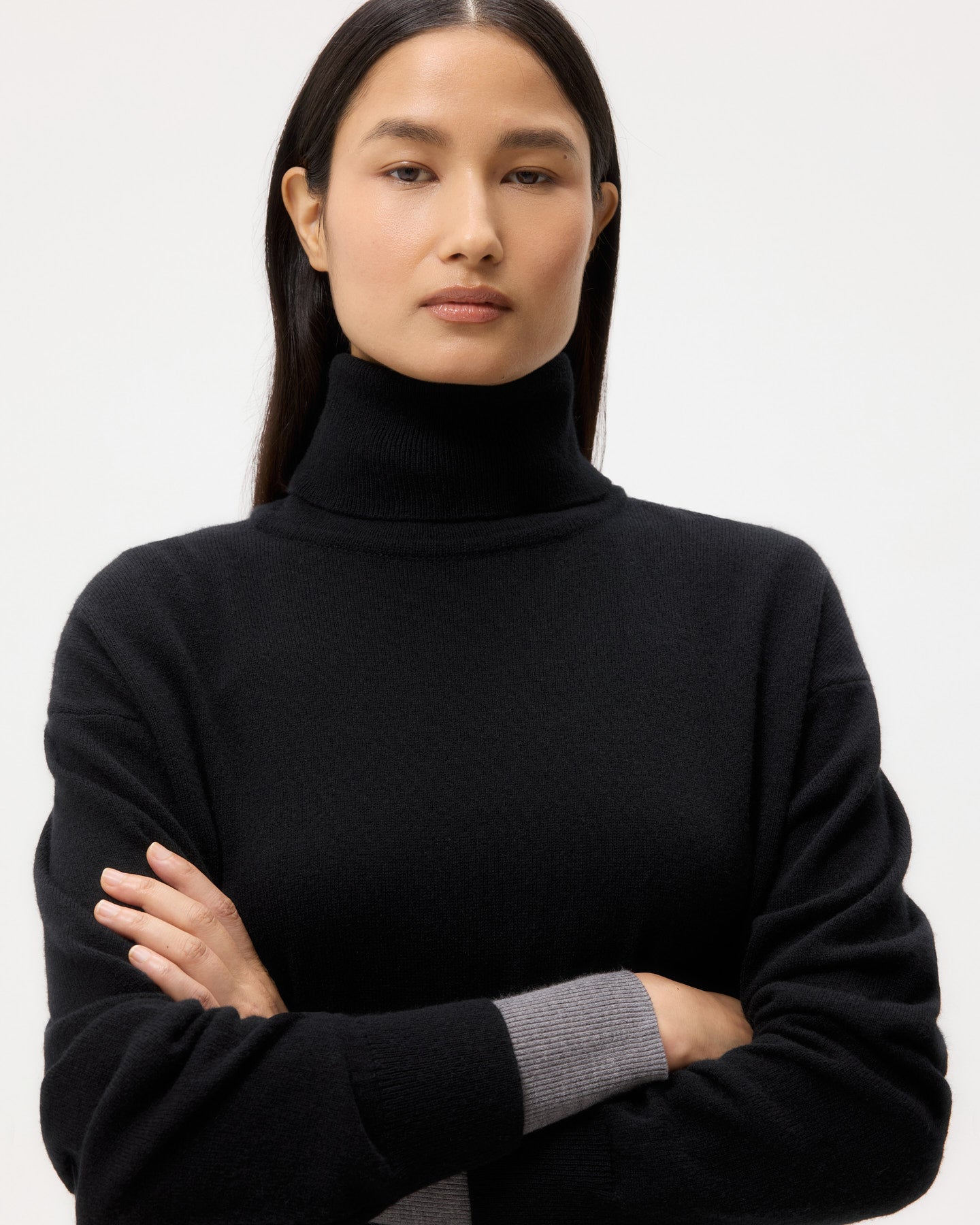 TWP Black Easy T Neck Sweater in Cashmere view 2