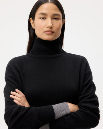 TWP Black Easy T Neck Sweater in Cashmere view 2