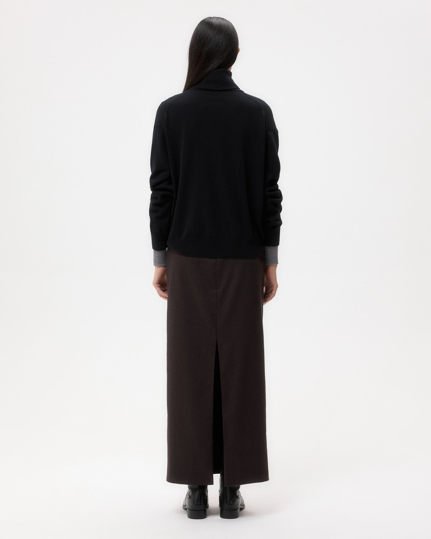 TWP Black Easy T Neck Sweater in Cashmere view 5