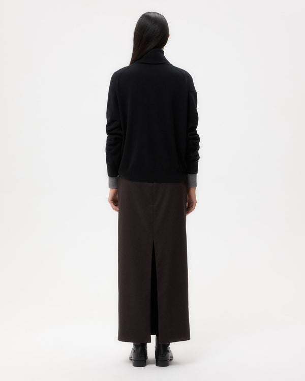 TWP Black Easy T Neck Sweater in Cashmere view 5