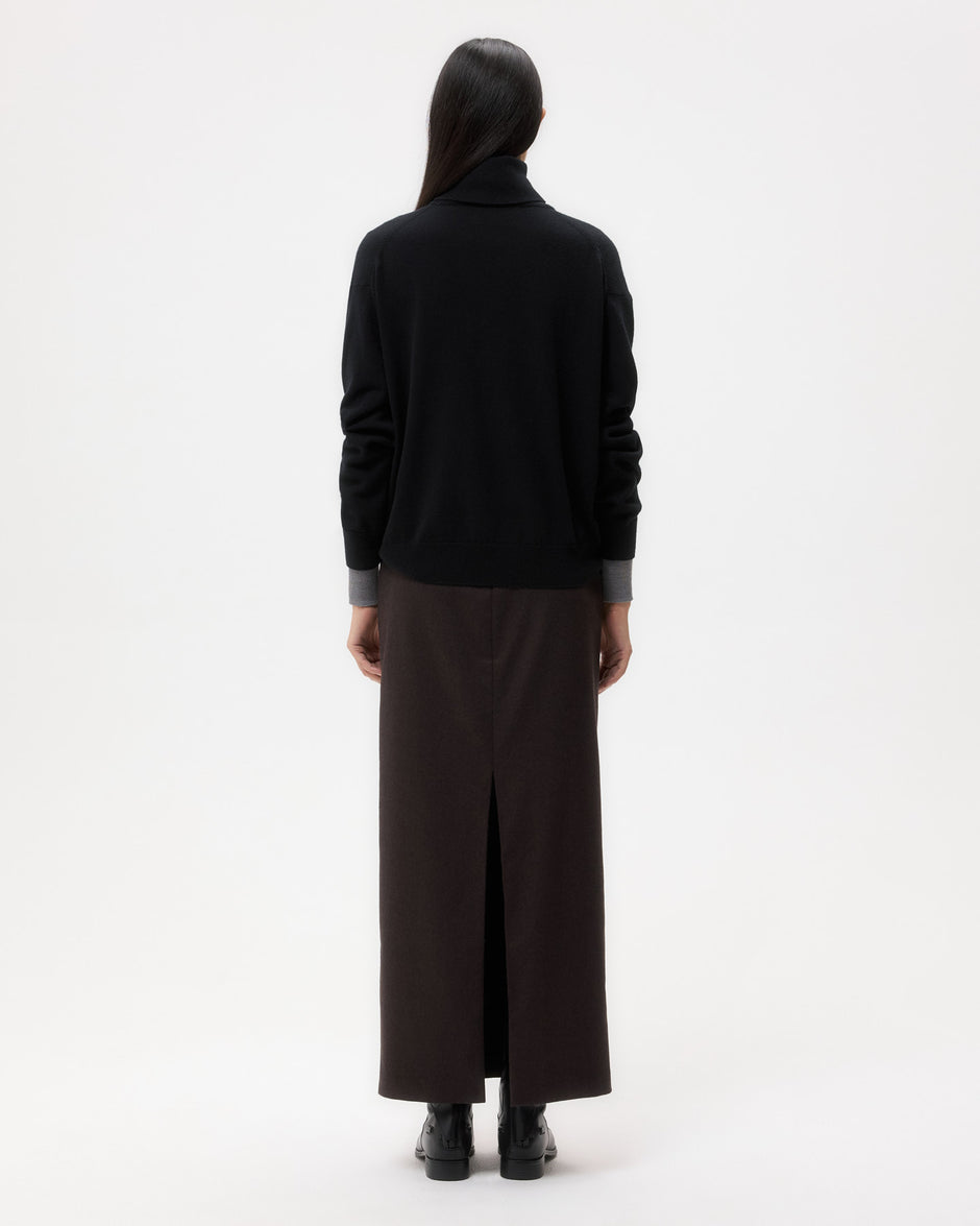TWP Black Easy T Neck Sweater in Cashmere view 5