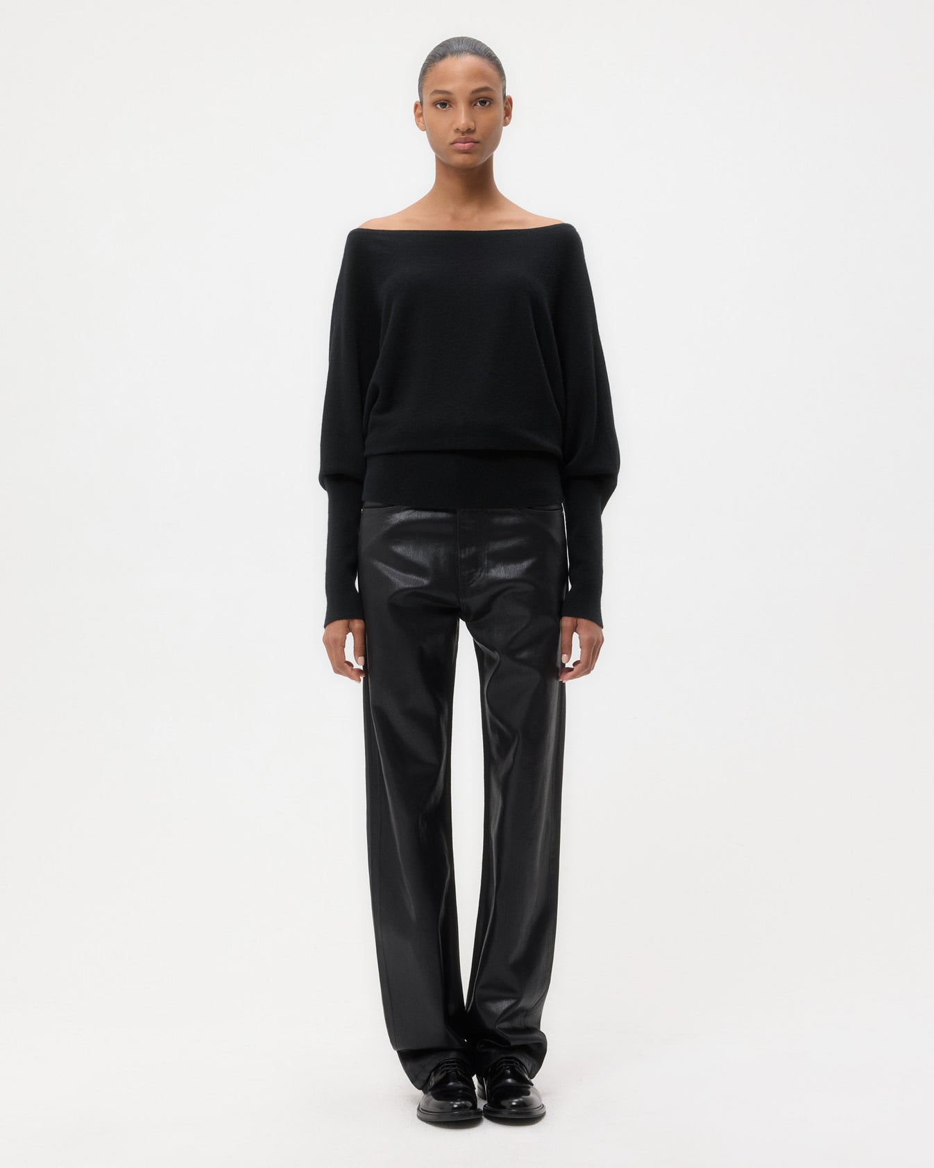 TWP Black Off The Shoulder Knit in Cashmere view 6