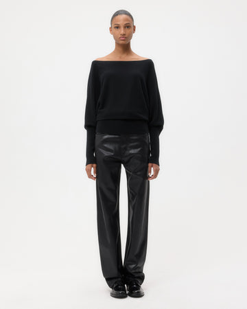 TWP Black Off The Shoulder Knit in Cashmere view 6