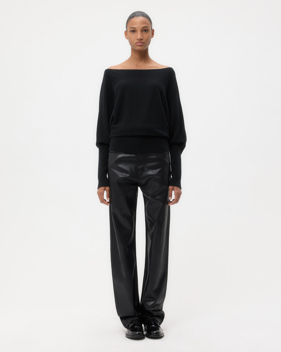 TWP Black Off The Shoulder Knit in Cashmere view 6