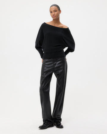 TWP Black Off The Shoulder Knit in Cashmere view 3