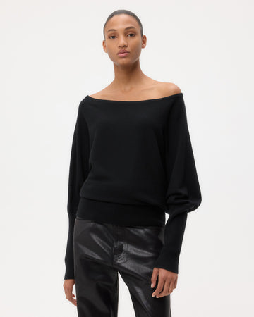 TWP Black Off The Shoulder Knit in Cashmere view 1
