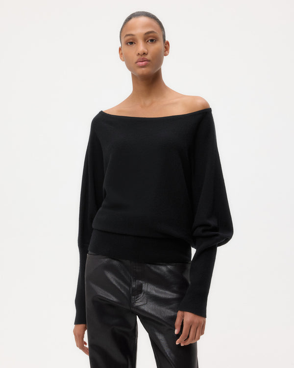 TWP Black Off The Shoulder Knit in Cashmere view 1