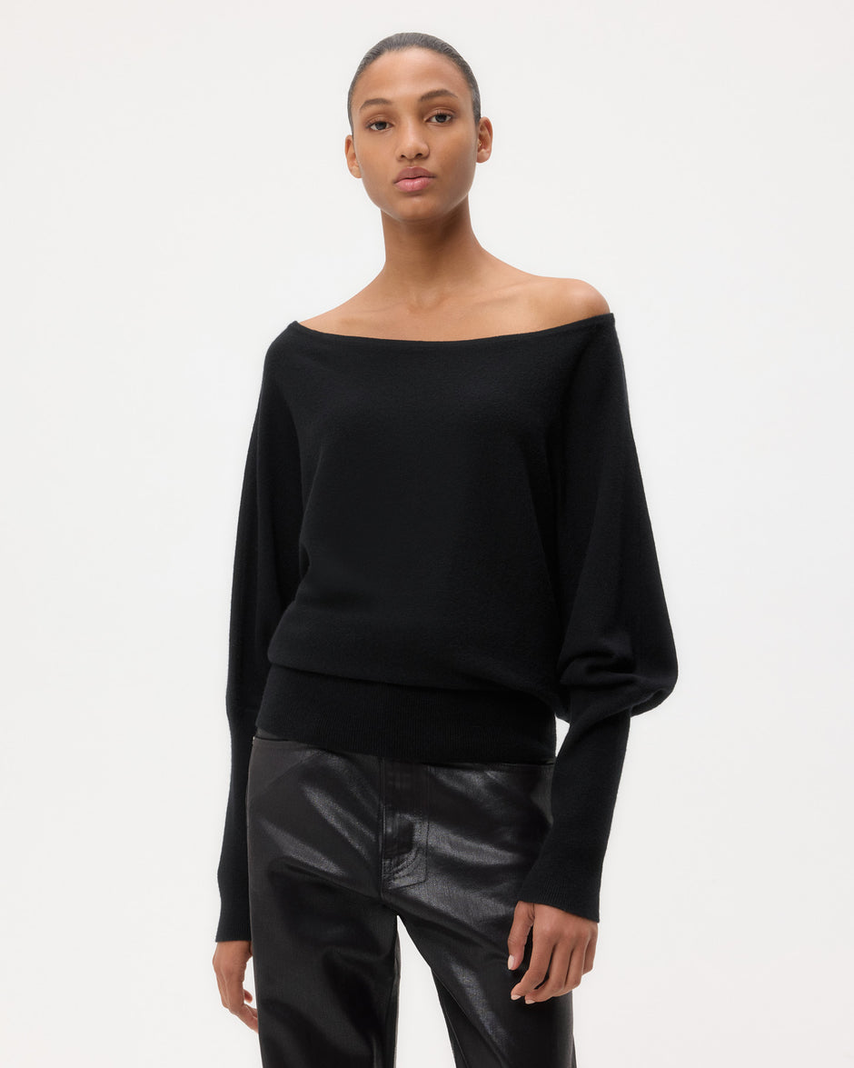 TWP Black Off The Shoulder Knit in Cashmere view 1