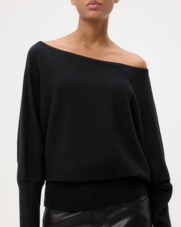 TWP Black Off The Shoulder Knit in Cashmere view 2