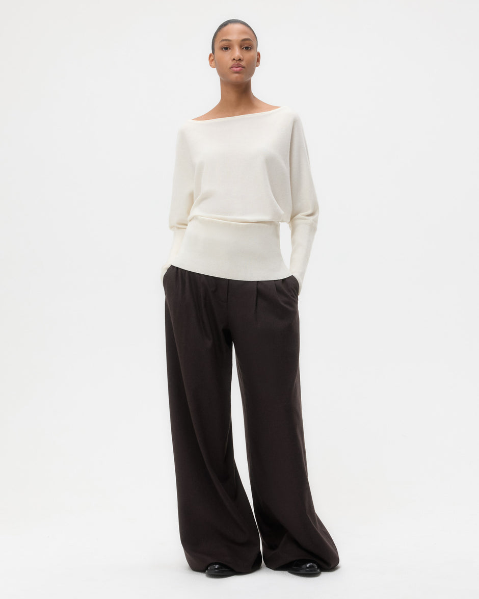 TWP Ivory Off The Shoulder Knit in Cashmere view 3