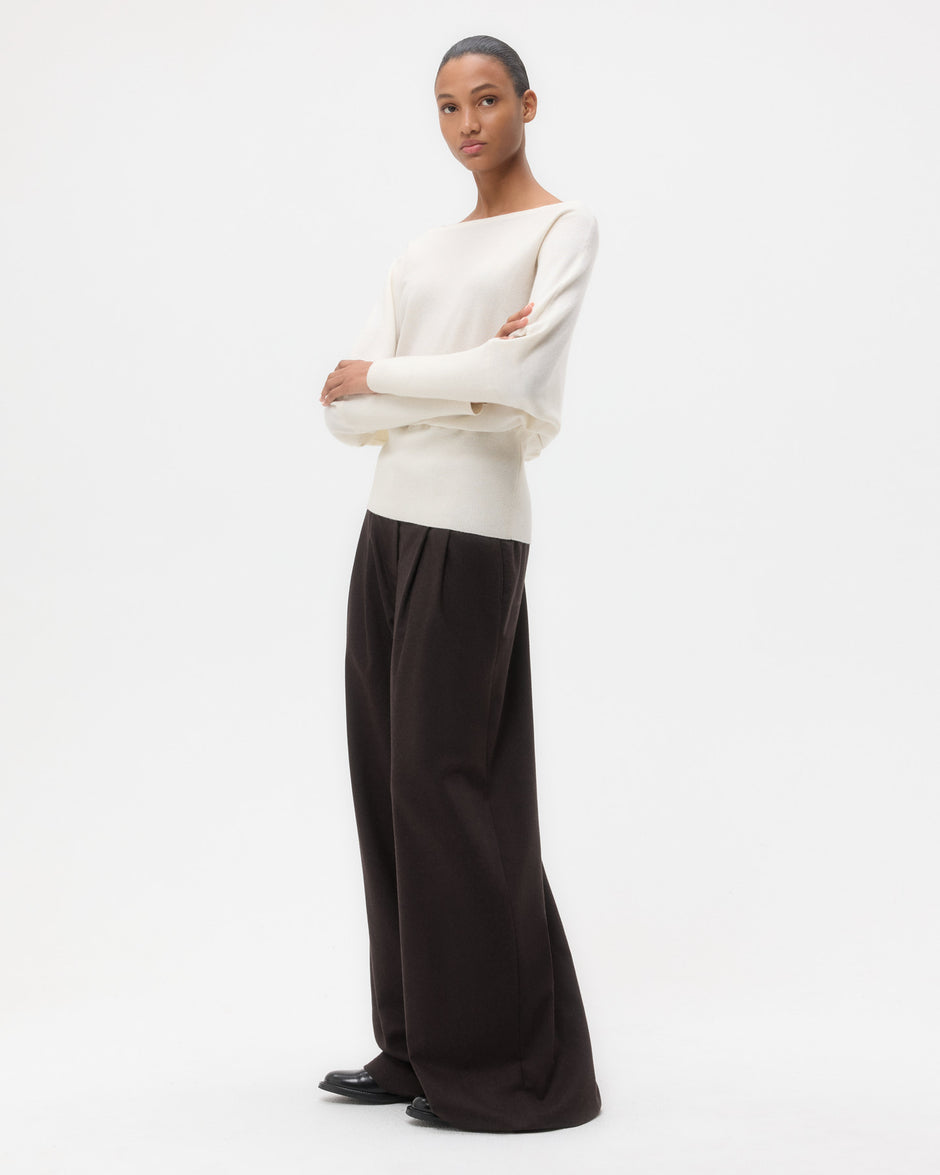 TWP Ivory Off The Shoulder Knit in Cashmere view 4