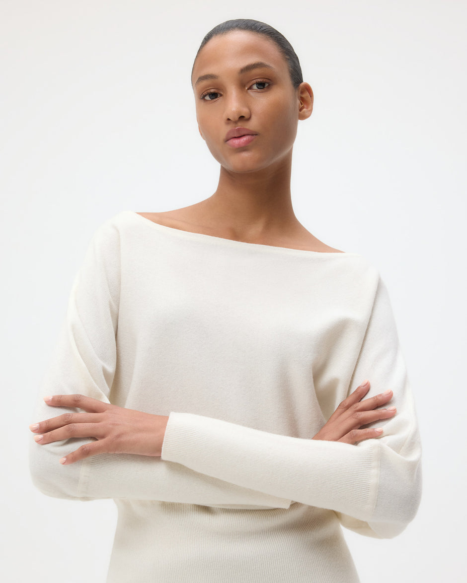 TWP Ivory Off The Shoulder Knit in Cashmere view 2