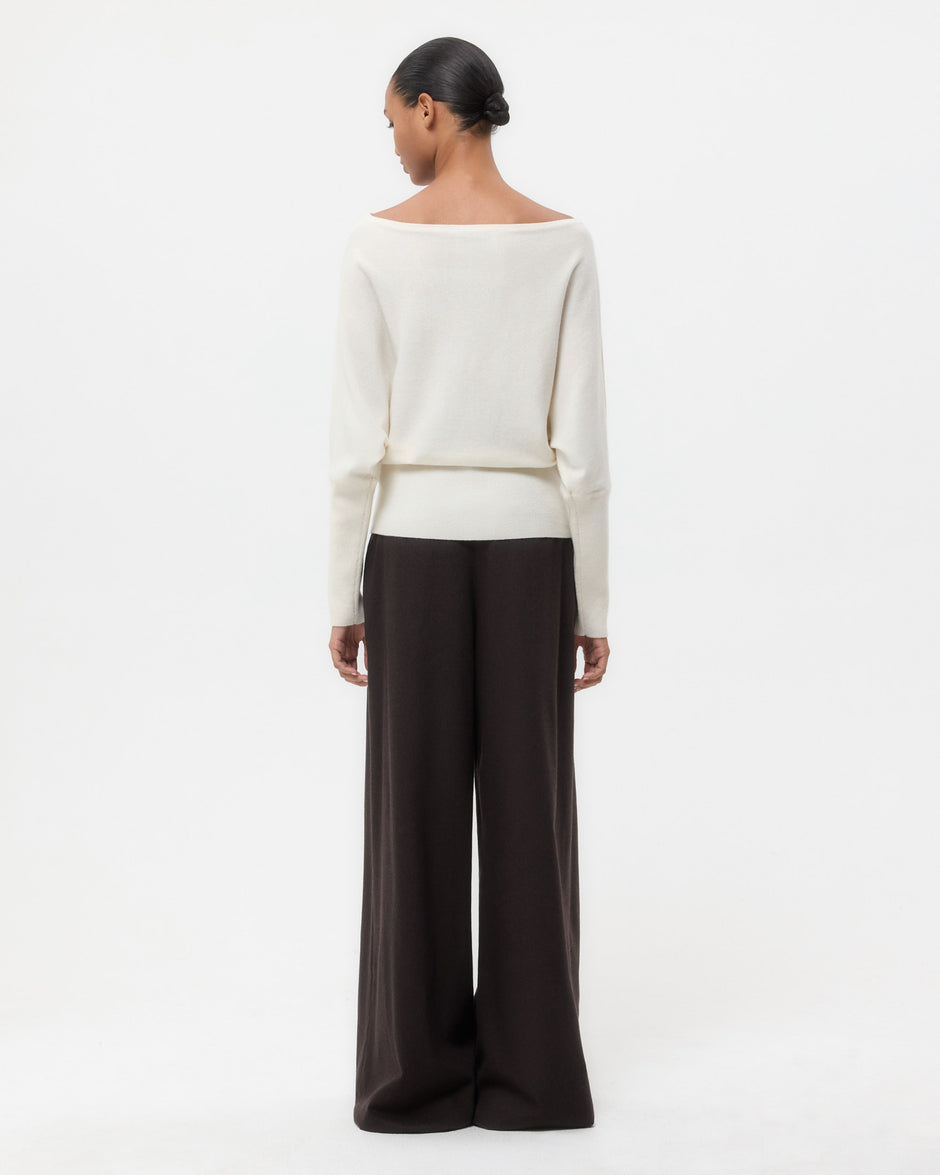 TWP Ivory Off The Shoulder Knit in Cashmere view 5