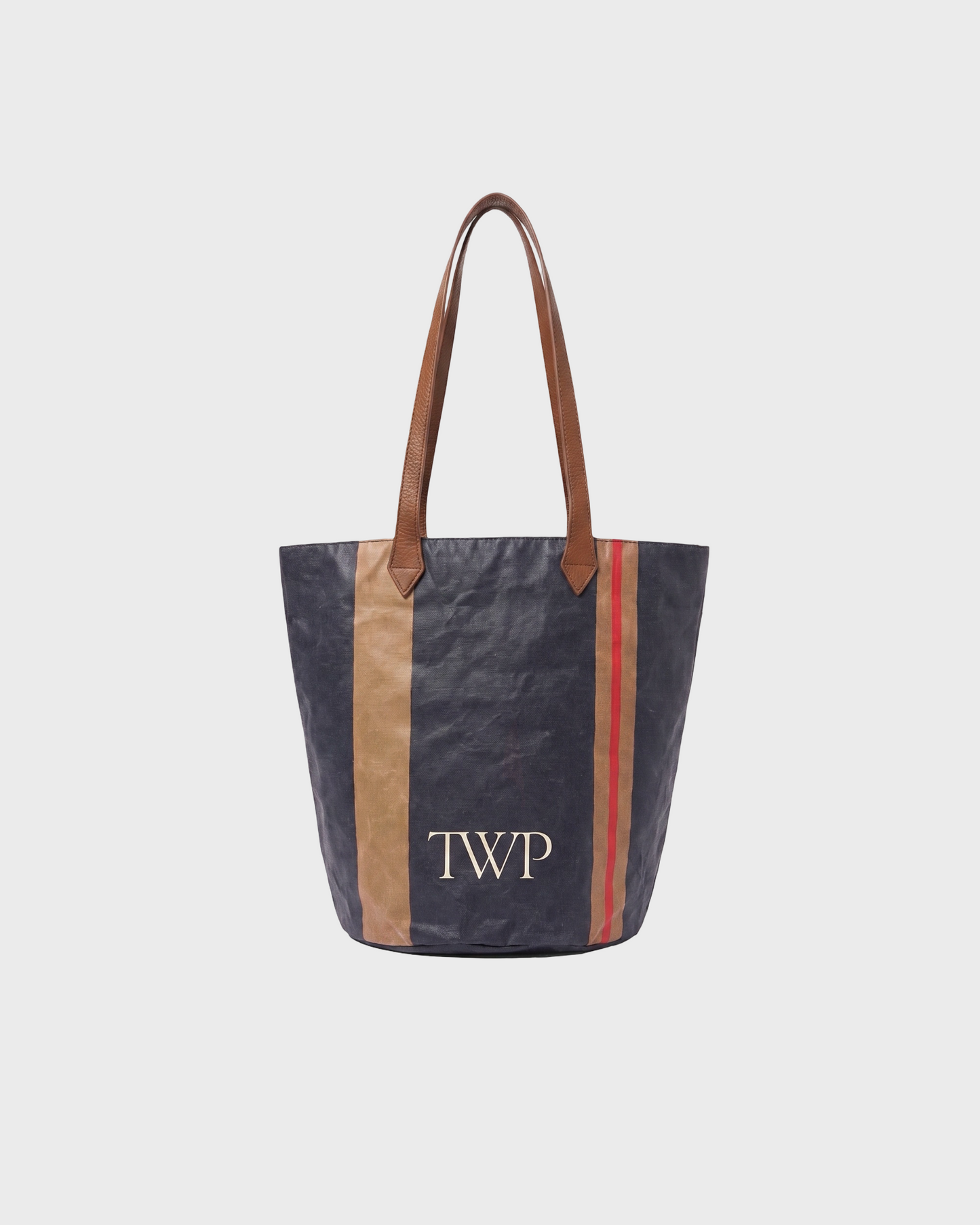 TWP Midnight / tan Sag Harbor Small Bucket Bag in Coated Cotton Canvas view 2