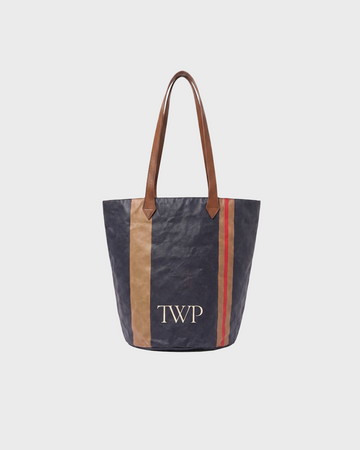 TWP Midnight / tan Sag Harbor Small Bucket Bag in Coated Cotton Canvas view 2