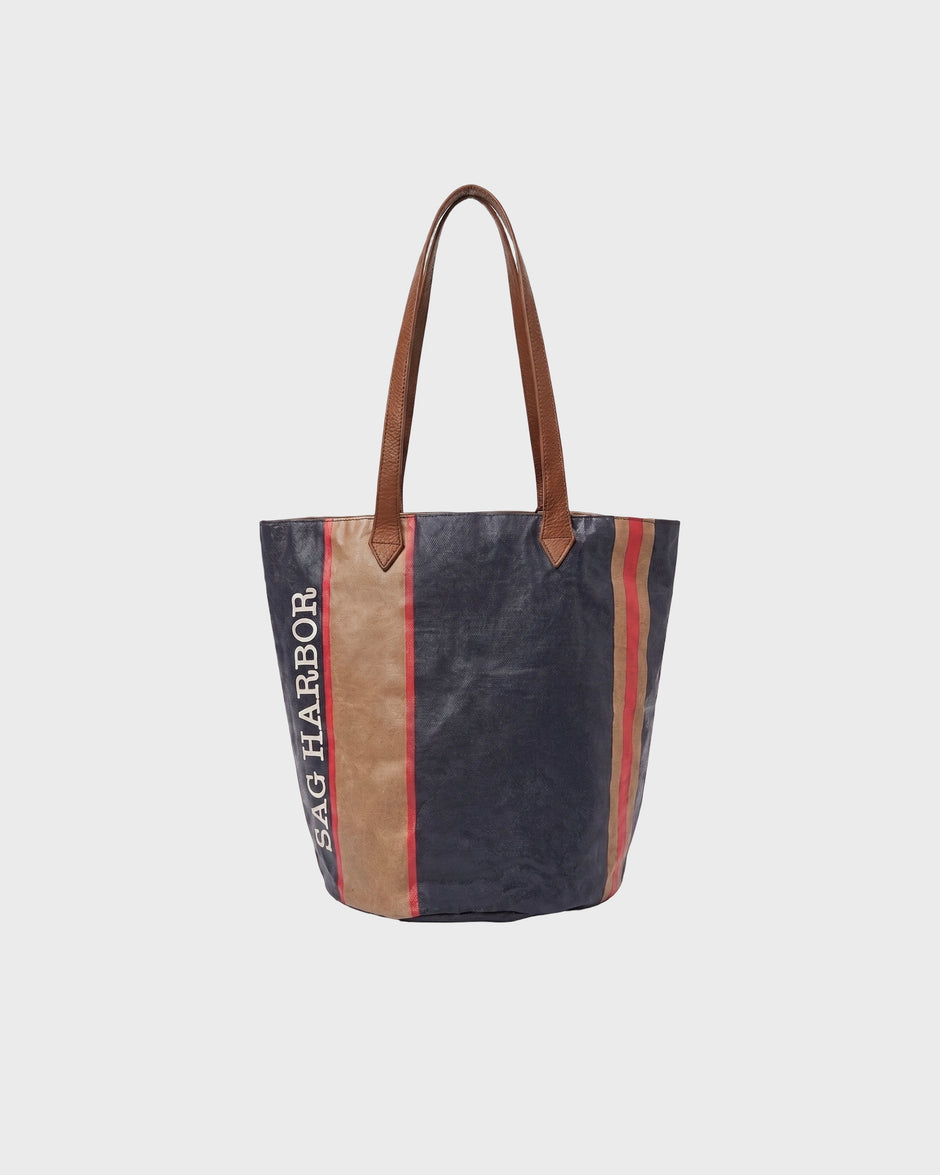 TWP Midnight / tan Sag Harbor Small Bucket Bag in Coated Cotton Canvas view 1