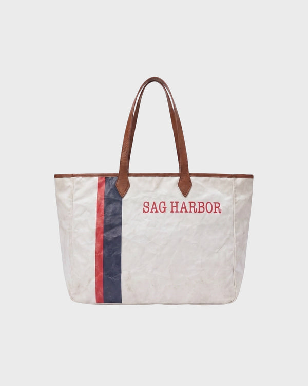 TWP Ivory / tomato Sag Harbor Tote Bag in Coated Cotton Canvas view 1