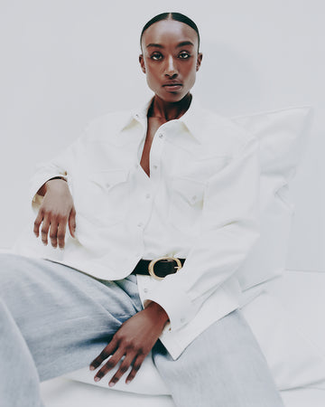 TWP Ivory Dutton Shirt in French Terry view 1