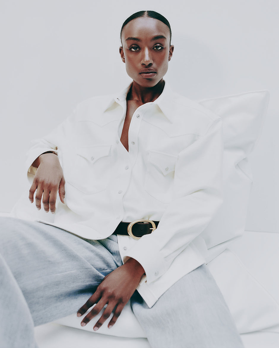 TWP Ivory Dutton Shirt in French Terry view 1