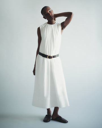 TWP Ivory Summer Gown in Yarn Dyed Cotton Silk view 1