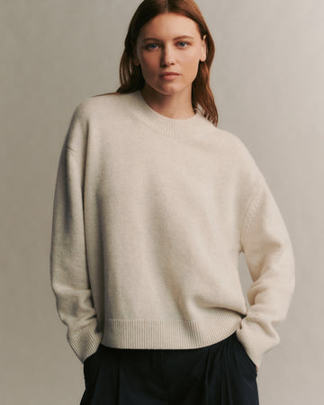 TWP White heather grey Boy Crew in Cashmere view 3