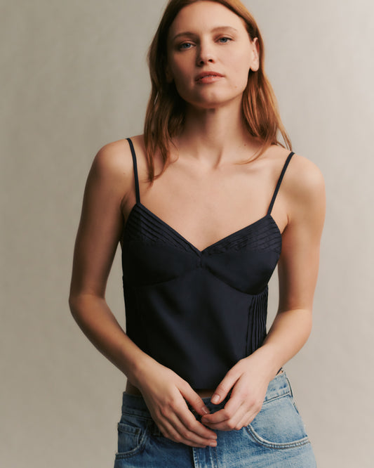 TWP Midnight Colette top in washed silk habotai view 2