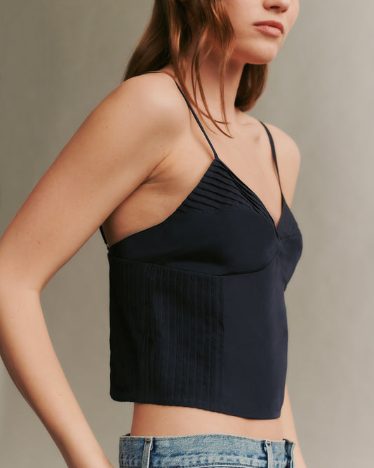 TWP Midnight Colette top in washed silk habotai view 6