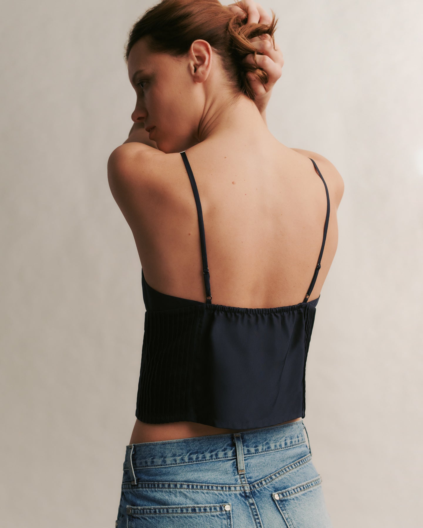 TWP Midnight Colette top in washed silk habotai view 2