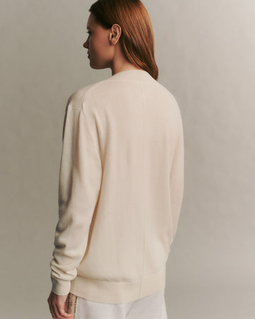 TWP Ivory Deep V Sweater in Cashmere view 6