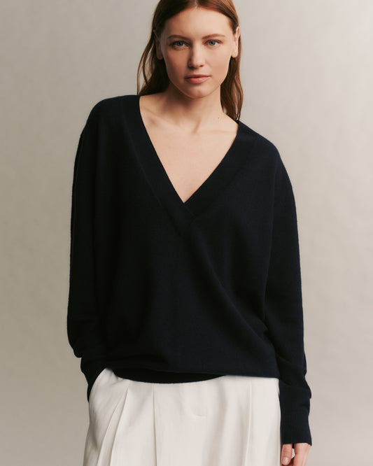 TWP Midnight Deep V Sweater in Cashmere view 3